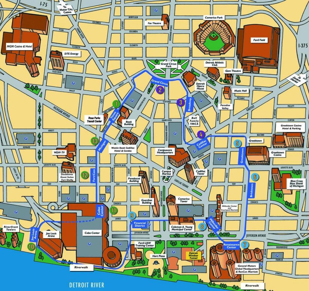 Детроит знаменитости карта