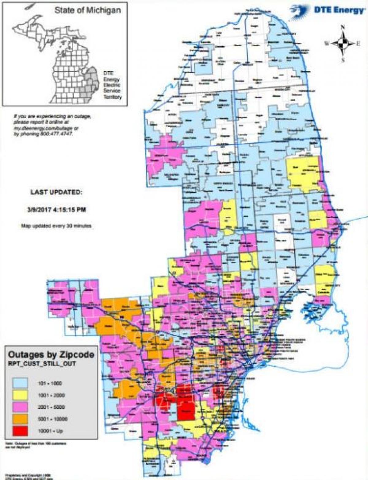Детроит Едисон електричне енергије мапи