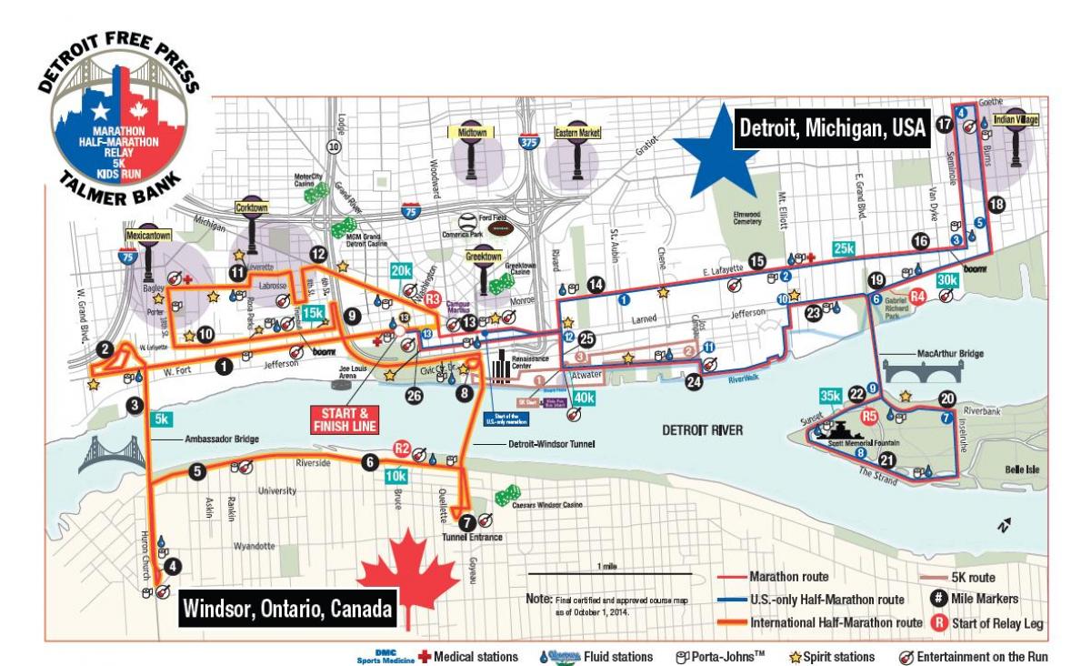 карта Детроит маратон