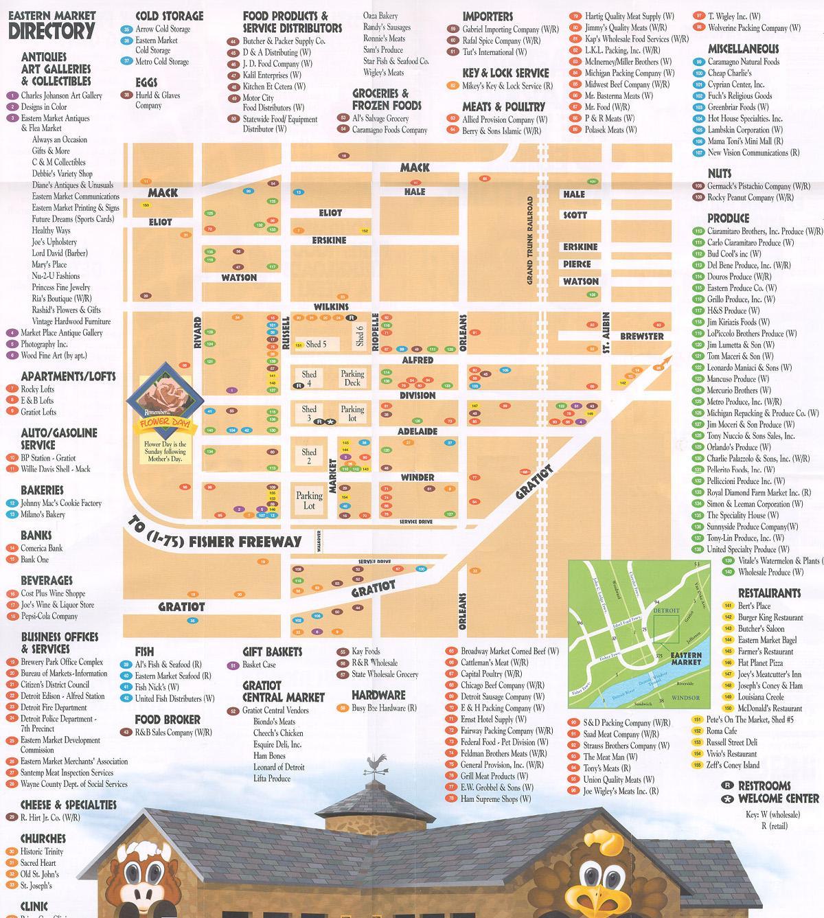 мапа источне тржишта Детроит