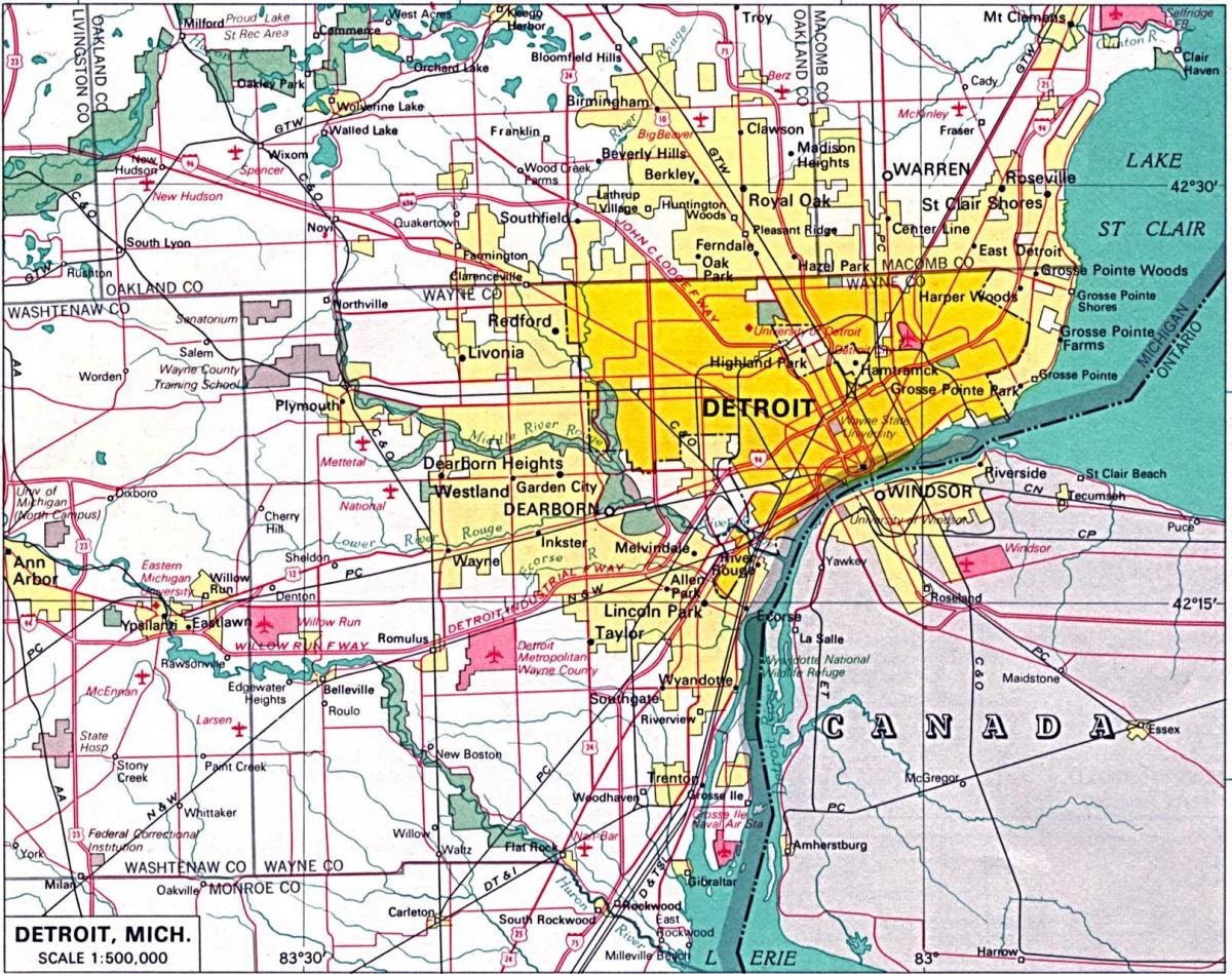 предграђу Детроита мапи